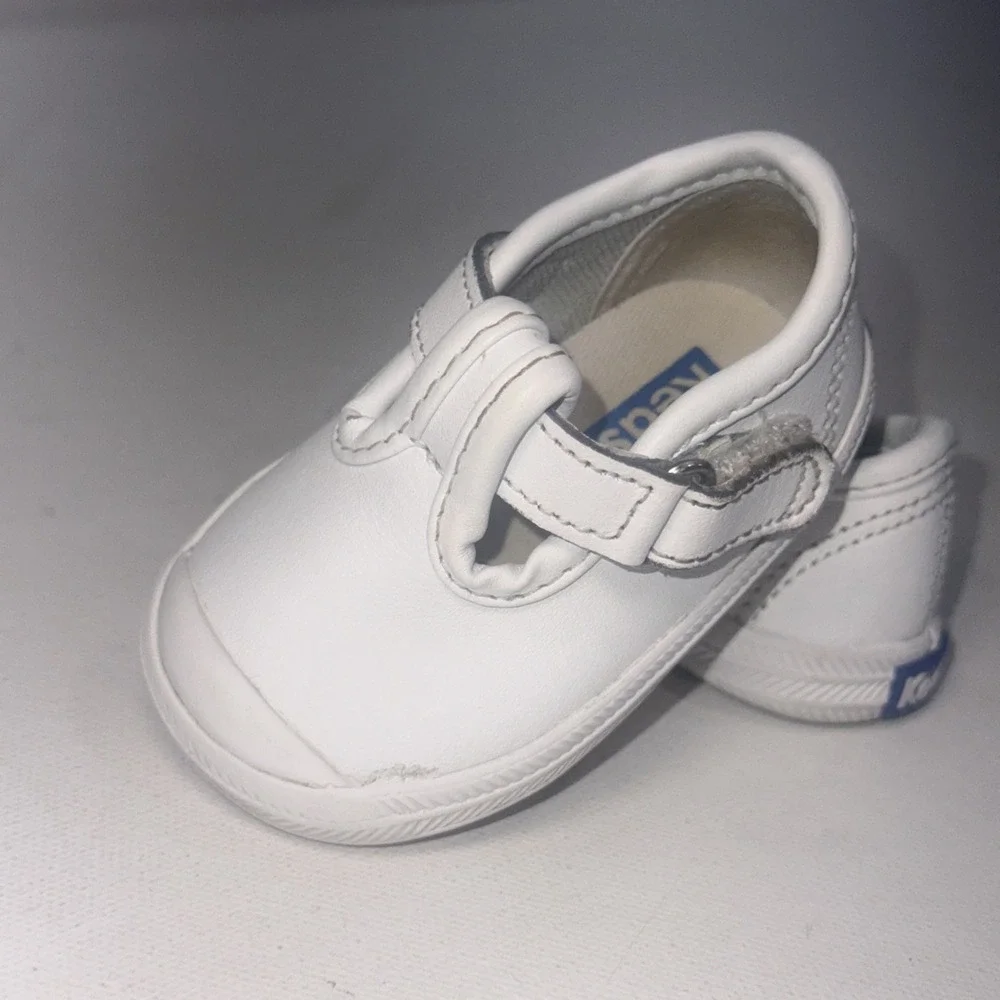 Keds Toddler Size 1 Daphne T-Strap Classic White Leather Mary Jane Girls Walking